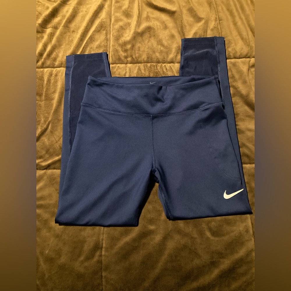 Nike brand, Dark blue  Performance Leggings with Swoosh, size medium
